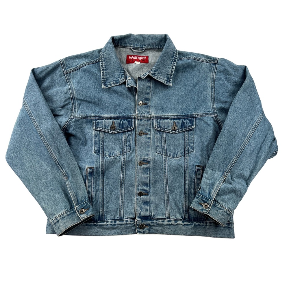 Wrangler‎ Hero Blue Denim Trucker Jacket Men 2XL Americana Western Workwear